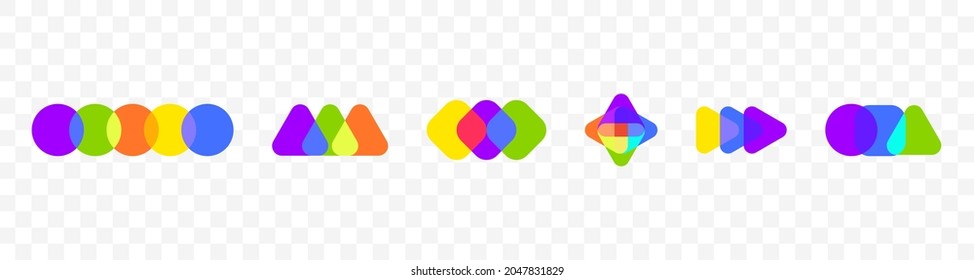 Geometric element of logo. Overlap colorful geometric shape - circle, square, rhombus. Vector illustration