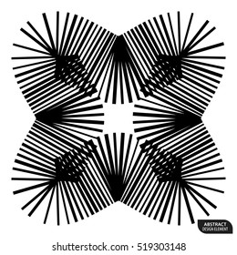 Geometric element made of lines. Abstract monochrome shape isolated on white