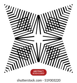 Geometric element made of lines. Abstract monochrome shape isolated on white