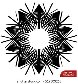 Geometric element made of lines. Abstract monochrome shape isolated on white