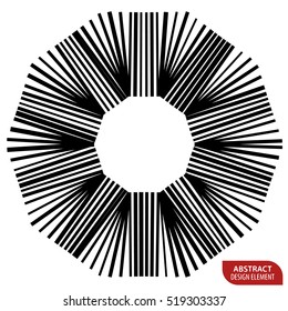 Geometric element made of lines. Abstract monochrome shape isolated on white