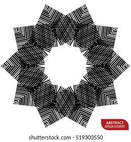Geometric element made of lines. Abstract monochrome shape isolated on white