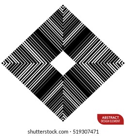 Geometric element made of lines. Abstract monochrome shape isolated on white