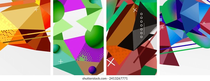 Geometric elements in abstract poster composition set. Vector illustration For Wallpaper, Banner, Background, Card, Book Illustration, landing page