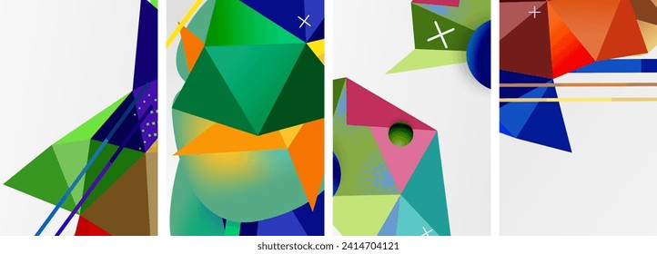Geometric elements in abstract poster composition set. Vector illustration For Wallpaper, Banner, Background, Card, Book Illustration, landing page