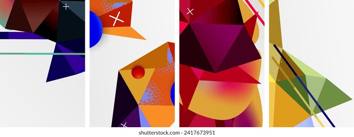 Geometric elements in abstract poster composition set. Vector illustration For Wallpaper, Banner, Background, Card, Book Illustration, landing page