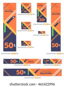 Geometric Elements, Business Standard 10 Sizes Website Banners Template Collection