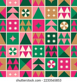 Geometric elements design seamless square pattern for christmas and new year celebration.