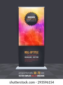 Geometric Elements, Low Poly Style Shine Roll-Up Banner, Advertising Vector Background Design