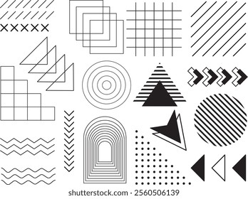 Geometric elements in memphis background. Memphis design background. Abstract memphis background.