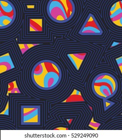 geometric elements memphis cards. Retro style texture, pattern and geometric elements. Modern trendy abstract design poster, cover, card design.