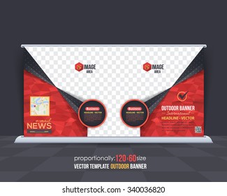 Geometric Elements Outdoor Advertising Design, Horizontal Banner, Background Template 