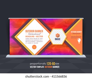 Geometric Elements Outdoor Advertising Design, Horizontal Banner, Background Template 