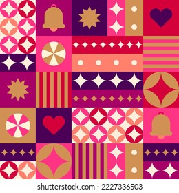 Geometric elements pattern design for christmas and new year holidays. 