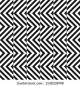 Geometric elements pattern. Design template with black and white diagonal inclined lines. Linear herringbone background, texture, wallpaper. Stripped stylish psychedelic print on textile, fabric, tile