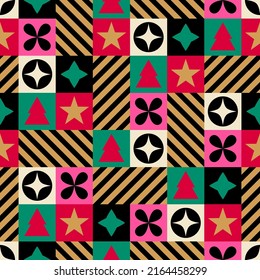 Geometric elements seamless pattern for christmas and new year holidays.