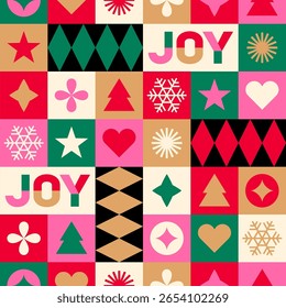 Geometric elements seamless pattern design for Christmas and new year background.