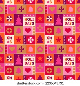 Geometric elements with square pattern design for christmas and new year holidays. 