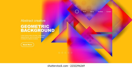 Geometric elements - squares and triangles composition background.