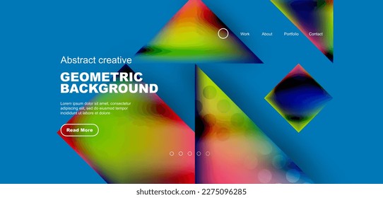 Geometric elements - squares and triangles composition background.