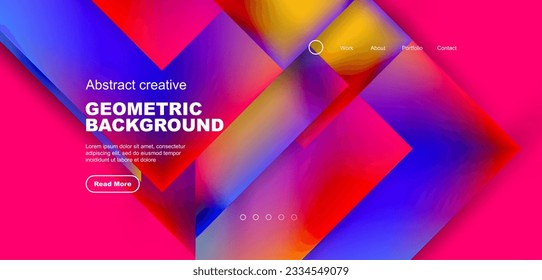 Geometric elements - squares and triangles composition background.