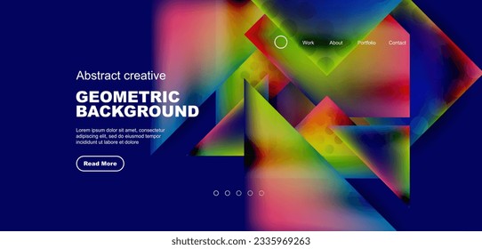 Geometric elements - squares and triangles composition background.