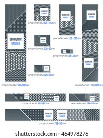 Geometric Elements, Standard 10 Sizes Website Banners, Business Card Template Set