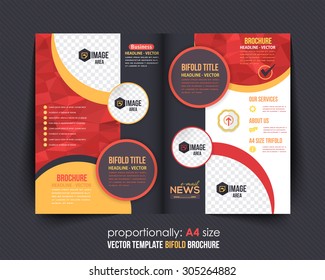 Geometric Elements Style Business Bi-Fold Brochure Design. Corporate Leaflet, Cover Template