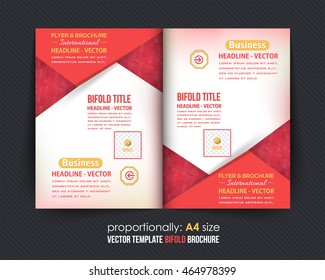 Geometric Elements Style Business Bi-Fold Brochure Design. Corporate Leaflet, Cover Template