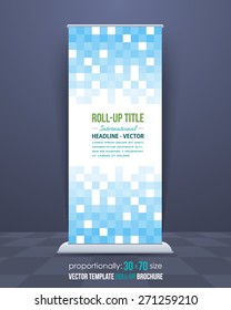 Geometric Elements Style Roll-Up Banner, Advertising Vector Background Design