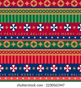 Geometric elements and typography design stripes pattern for christmas and new year holidays. 