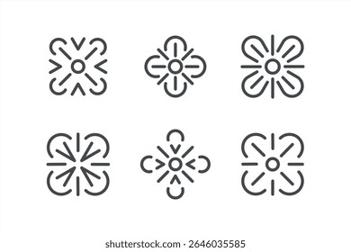 Geometric elements for your project. Four leaf decor emblem with dotted line.