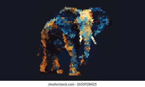 Geometric elephant abstract mosaic triangles