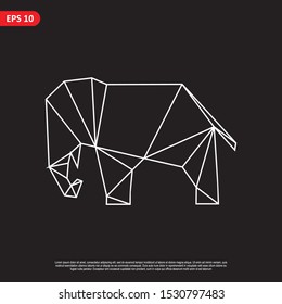 Geometric elephant design vector set, combined red and little bit orange color in black background. change able color and work well in both dark and light background