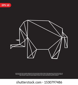 Geometric elephant design vector set, combined red and little bit orange color in black background. change able color and work well in both dark and light background