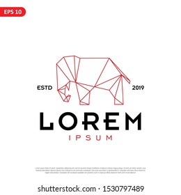 Geometric elephant design vector set, combined red and little bit orange color in black background. change able color and work well in both dark and light background