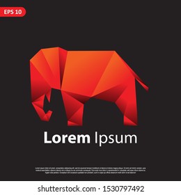 Geometric elephant design vector set, combined red and little bit orange color in black background. change able color and work well in both dark and light background