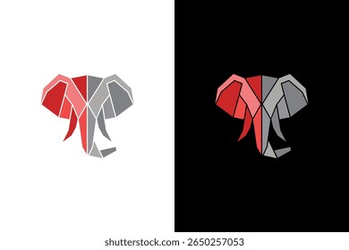 Cabeça de elefante geométrica Design poligonal colorido