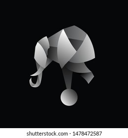 geometric  elephant logo design, icon, vector, template, dark background