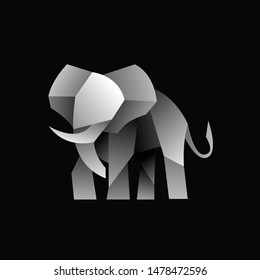 geometric  elephant logo design, icon, vector, template, dark background