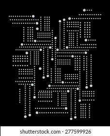 Geometric embellished fashion artwork for garments on dark background