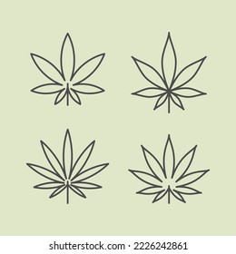 Emblema geométrico de cannabis. Ilustración vectorial de contorno para cosméticos, perfusiones, logotipo y placa.