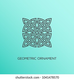 Geometric emblem design template in linear style on a smooth gradient background. Vector illustration.