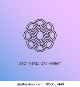 Geometric emblem design template in linear style on a smooth gradient background. Vector illustration.