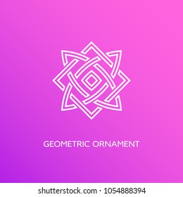 Geometric emblem design template in linear style on a smooth gradient background. Vector illustration.