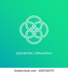 Geometric emblem design template in linear style on a smooth gradient background. Vector illustration.