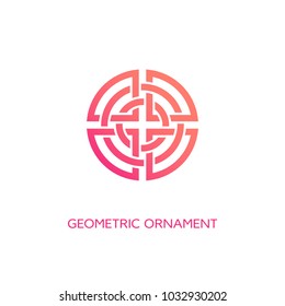Geometric emblem design template with smooth gradient fill on a white background. Vector illustration.