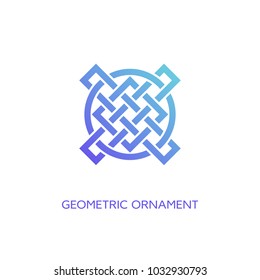Geometric emblem design template with smooth gradient fill on a white background. Vector illustration.