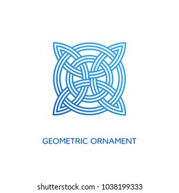 Geometric emblem design template with smooth gradient fill in linear style on a white background. Vector illustration.