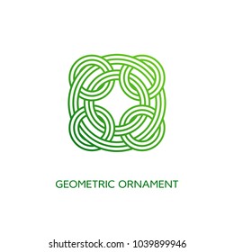 Geometric emblem design template with smooth gradient fill in linear style on a white background. Vector illustration.